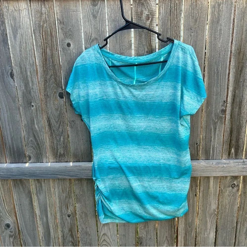 Striped Teal and Gray Women's Top